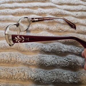 SALE ** Elegant Prescription Burgundy Glasses with Silver Accents